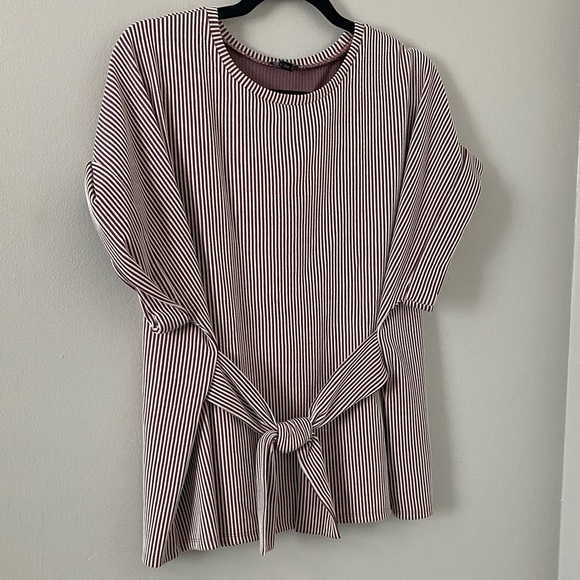 Express Pink and White Striped Blouse - Picture 1 of 6